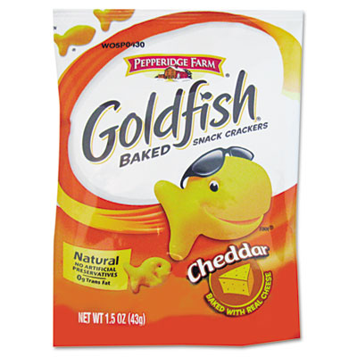 Goldfish Crackers, Cheddar, Single-Serve Snack, 1.5oz Bag, 7