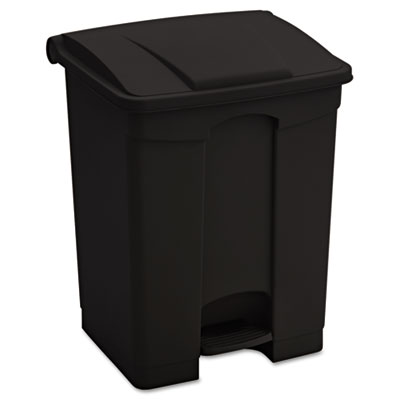 Large Capacity Plastic Step-On Receptacle, 17 gal, Plastic,