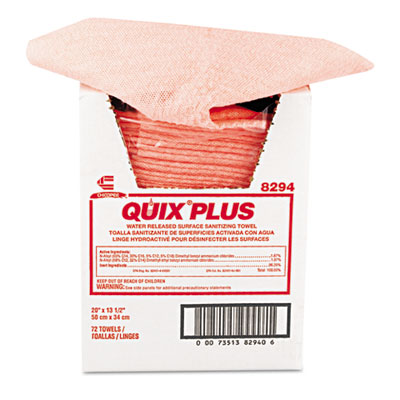 Quix Plus Cleaning and Sanitizing Towels, 13.5 x 20, Pink, 7
