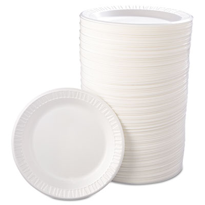 Quiet Classic Laminated Foam Dinnerware, Plate, 9" dia, Whit