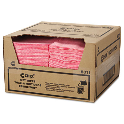Wet Wipes, Stripe Design, 11.5 x 24, White/Pink, 200/Carton