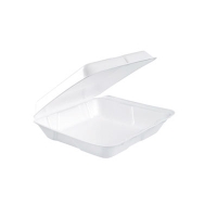 Foam Hinged Lid Containers, 7.5 x 8 x 2.2, White, 200/Carton