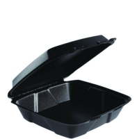Insulated Foam Hinged Lid Containers, 9.01 x 9.4 x 3.1, Blac