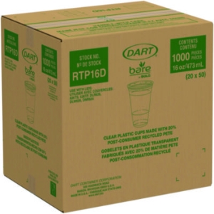 Bare Eco-Forward RPET Cold Cups ProPlanet Seal, 16 oz to 18