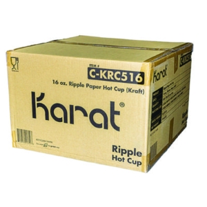 Ripple Hot Cups, 16 oz, Paper, Kraft/White, 500/Carton