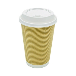Ripple Hot Cups, 16 oz, Paper, Kraft/White, 500/Carton