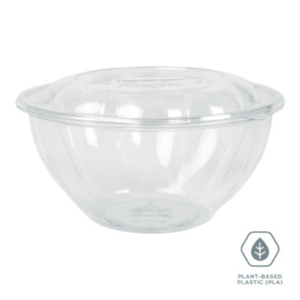 Renewable and Compostable Salad Bowls with Lids, 32 oz, Clea