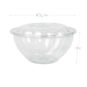 Renewable and Compostable Salad Bowls with Lids, 32 oz, Clea