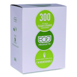 Wrapped Straw, 9.5", Plastic, Clear, 4,800/Carton