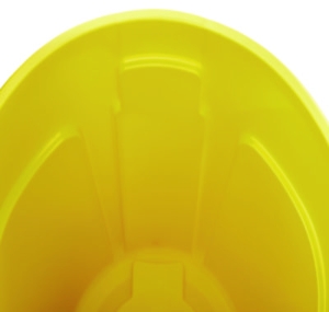 Vented Round Brute Container, 32 gal, Plastic, Yellow