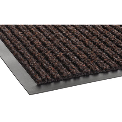 Needle-Rib Wiper/Scraper Mat, Rectangular, Brown Ribbed Surf