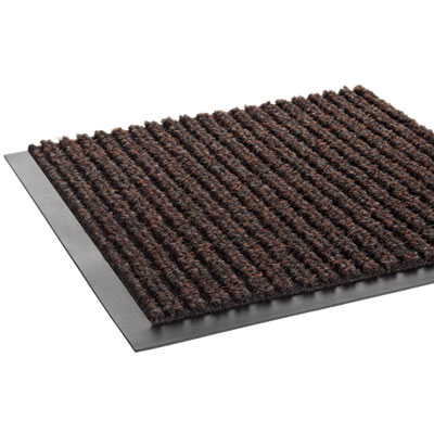 Needle-Rib Wiper/Scraper Mat, Rectangular, Brown Ribbed Surf