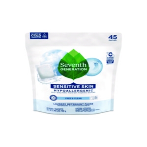 Natural Laundry Detergent Packs, Powder, Unscented, 45 Packe
