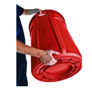 Vented Round Brute Container, 32 gal, Plastic, Red
