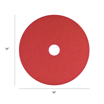 Buffing Pad, 16" Diameter, Red, 5/Carton