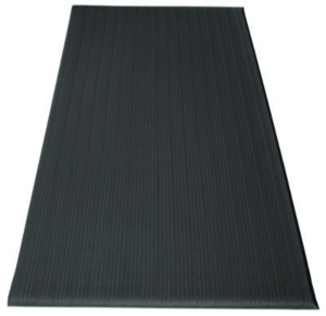 Ribbed Vinyl Anti-Fatigue Mat, Rectangular, Black Ribbed Sur