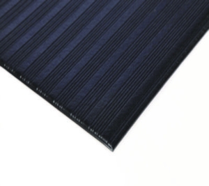 Ribbed Vinyl Anti-Fatigue Mat, Rectangular, Black Ribbed Sur