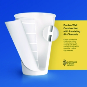 Thermoguard Insulated Paper Hot Cups, 24 oz, White Sustainab