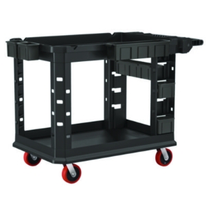 Heavy Duty Plus Utility Cart, Plastic, 2 Shelves, 6 Bins, Ca