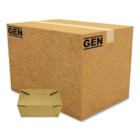 Reclosable Kraft Take-Out Box, 48 oz, 6.93 x 5.62 x 2.4, Bro