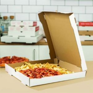 Corrugated Pizza Boxes, 16 x 16 x 1.97, White/Brown, 50/Cart