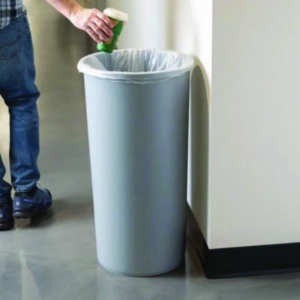 Untouchable Large Plastic Round Waste Receptacle, 22 gal, Pl
