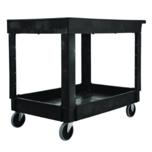 Heavy-Duty Utility Cart with Lipped Shelves, Plastic, 2 Shel