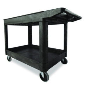 Heavy-Duty Utility Cart with Lipped Shelves, Plastic, 2 Shel