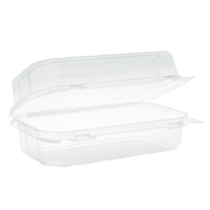 Hoagie Hinged Lid Container, 9 x 5.5 x 3.2, Clear, Plastic,
