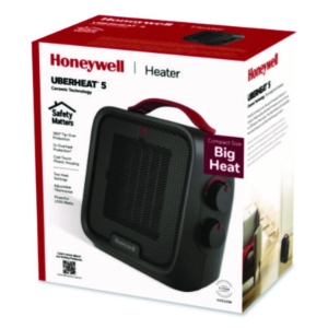 UberHeat 5 Ceramic Heater, 1,500 W, 4.5 x 4.5 x 8.86, Black