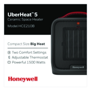 UberHeat 5 Ceramic Heater, 1,500 W, 4.5 x 4.5 x 8.86, Black