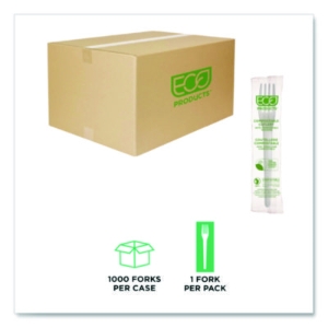 Plantware CPLA Cutlery, Individually Wrapped, Fork, Plastic,