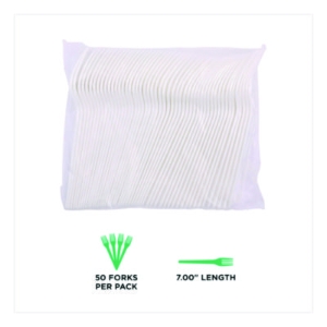 Plantware CPLA Cutlery, Fork, White, 1,000/Carton