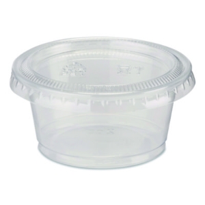 Plastic Portion Cup Lid, Fits 1.5 oz to 2 oz Cups, Clear, 10