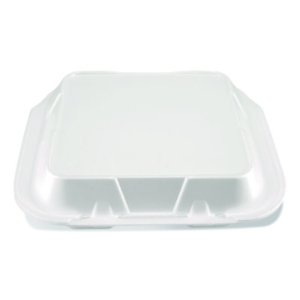 Foam Hinged Lid Containers, 9 x 9 x 3, White, Foam, 200/Cart