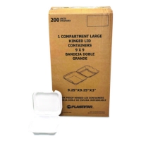 Foam Hinged Lid Containers, 9 x 9 x 3, White, Foam, 200/Cart