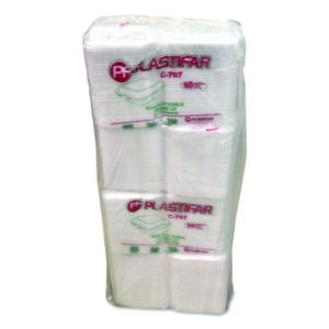 Foam Hinged Lid Containers, 3-Compartment, 7.56 x 8.25 x 2.3