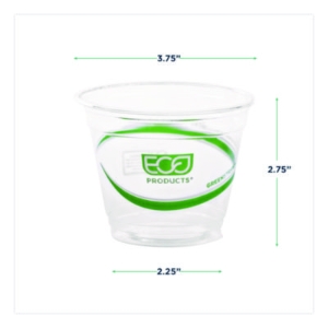 GreenStripe Renewable and Compostable Cold Cups, 9 oz, Plast