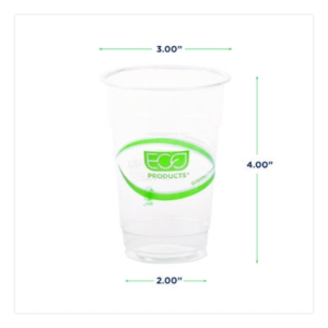 GreenStripe PLA Cold Cups, 10 oz, Plastic, Clear, 1,000/Cart