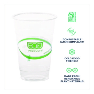 GreenStripe PLA Cold Cups, 10 oz, Plastic, Clear, 1,000/Cart