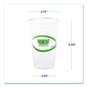GreenStripe Renewable and Compostable Cold Cups, 20 oz, Plas