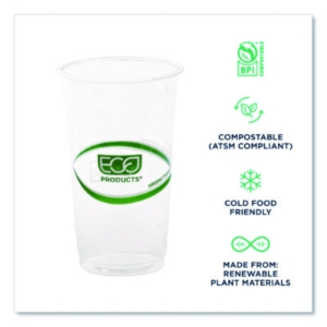 GreenStripe Renewable and Compostable PLA Cold Cups, 24 oz,