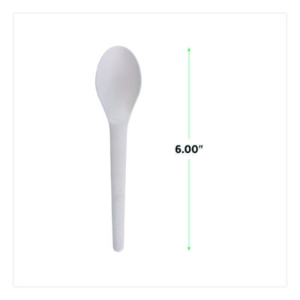 Plantware Compostable Cutlery, Spoon, Plastic, Pearl White,