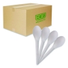 Plantware Compostable Cutlery, Spoon, Plastic, Pearl White,