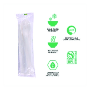 Plantware Compostable Cutlery Kit, Fork/Knife/Napkin/Spoon,