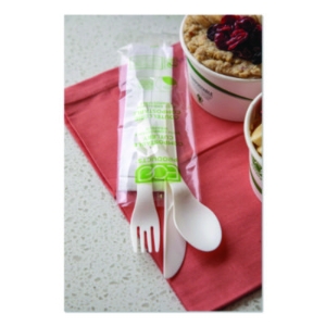 Plantware Compostable Cutlery Kit, Fork/Knife/Napkin/Spoon,