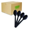 100% Recycled Content Cutlery, Spoon, Plastic, Black, 50/Pac
