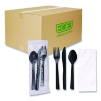 100% Recycled Content Cutlery Kit, Heavyweight Fork/Knife/So