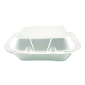 Foam Hinged Lid Containers, 3-Compartment, 8.56 x 8 x 2.76,