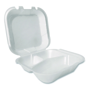 Foam Hinged Lid Containers, 3-Compartment, 8.56 x 8 x 2.76,